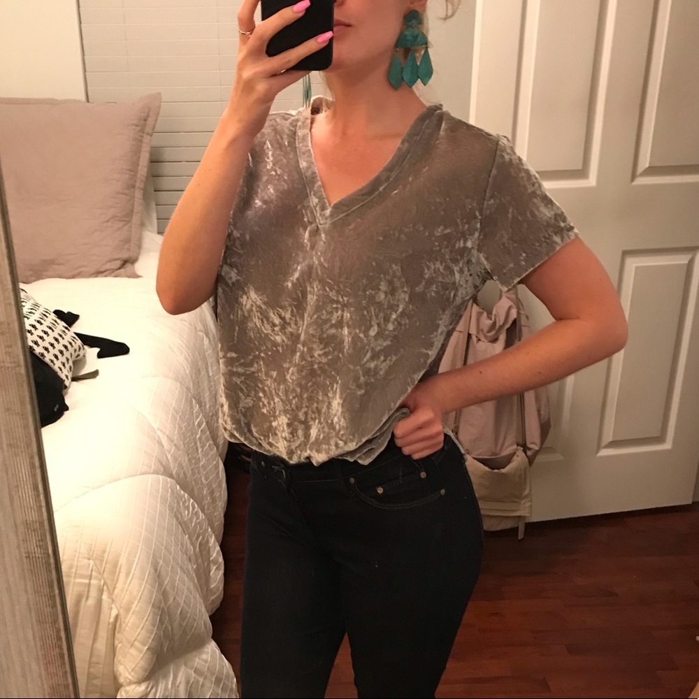 Velvet V neck T Shirt boho chic Anthropologie